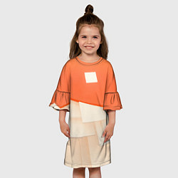 Платье клеш для девочки Абстрактные геометрические оранжевые и светлые фиг, цвет: 3D-принт — фото 2
