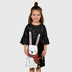 Платье клеш для девочки Кролик символ 2023 года, цвет: 3D-принт — фото 2