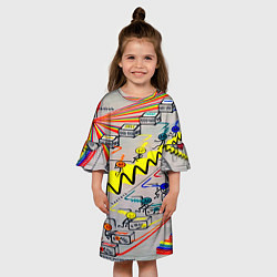 Платье клеш для девочки Радиоволна, цвет: 3D-принт — фото 2
