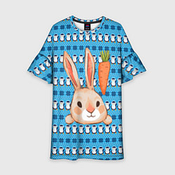 Платье клеш для девочки Заяц и морковка, цвет: 3D-принт