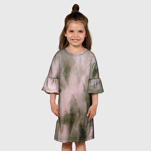 Детское платье Абстрактный туман и следы красок / 3D-принт – фото 3