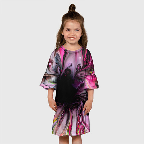 Детское платье Розовые краски и волны / 3D-принт – фото 3