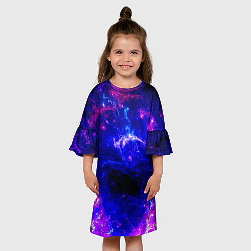 Детское платье Неоновый космос со звездами / 3D-принт – фото 3