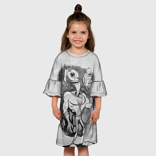 Детское платье Червяк джим - акварель / 3D-принт – фото 3
