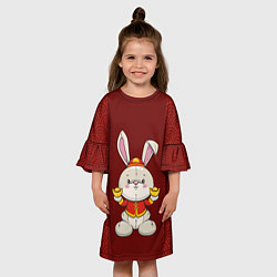 Платье клеш для девочки Китайский кролик, цвет: 3D-принт — фото 2