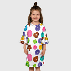Платье клеш для девочки Разноцветные пуговицы - паттерн, цвет: 3D-принт — фото 2