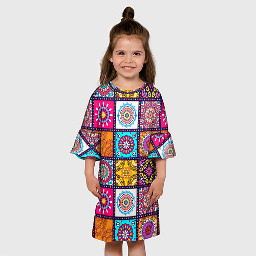 Детское платье Пэчворк - мандалы / 3D-принт – фото 3