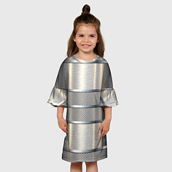 Платье клеш для девочки Металлические полосы - текстура алюминия, цвет: 3D-принт — фото 2