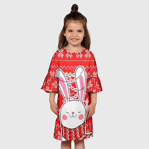 Детское платье Новогодний свитер с символом года / 3D-принт – фото 3