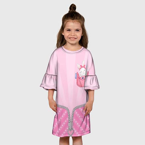 Детское платье Маленькая зайка в кармане / 3D-принт – фото 3