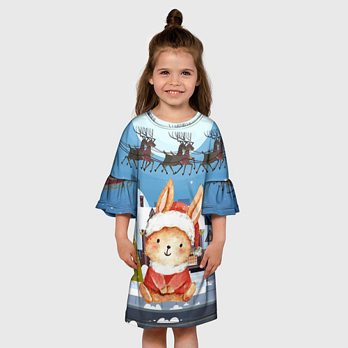 Детское платье Новогодний зайчик 2023 / 3D-принт – фото 3