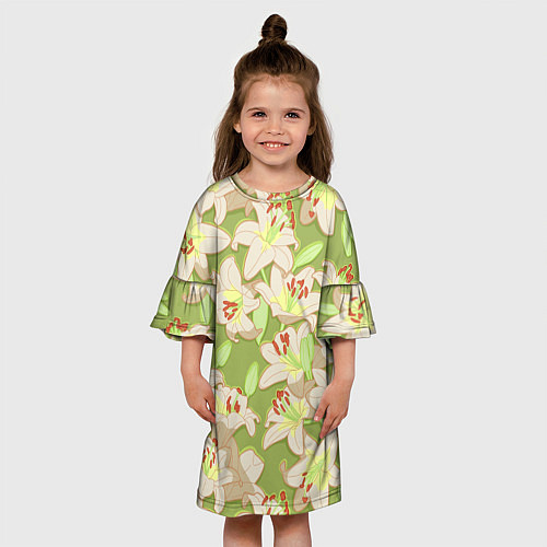 Детское платье Нежные цветы - лилии: цветной паттерн / 3D-принт – фото 3