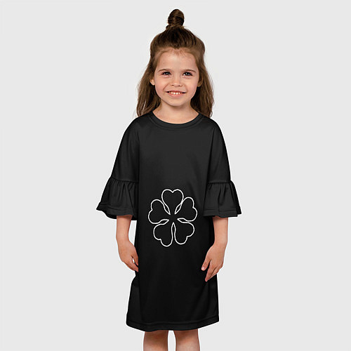 Детское платье Черный пятилистный клевер из аниме черный клевер - / 3D-принт – фото 3
