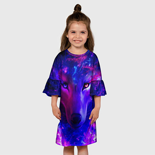 Детское платье Волшебный звездный волк / 3D-принт – фото 3