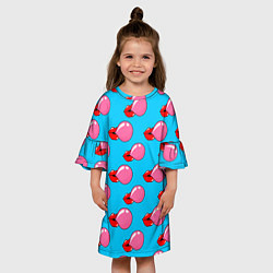 Платье клеш для девочки Губы с жвачкой, цвет: 3D-принт — фото 2