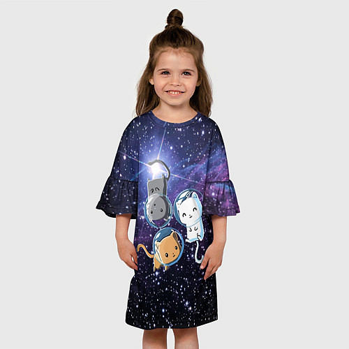Детское платье Три котика в открытом космосе / 3D-принт – фото 3