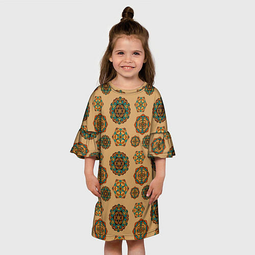 Детское платье Мандалы на бежевом фоне / 3D-принт – фото 3