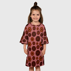 Платье клеш для девочки Мандалы на сливовом фоне, цвет: 3D-принт — фото 2