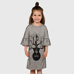 Платье клеш для девочки Разросшееся дерево гитара, цвет: 3D-принт — фото 2
