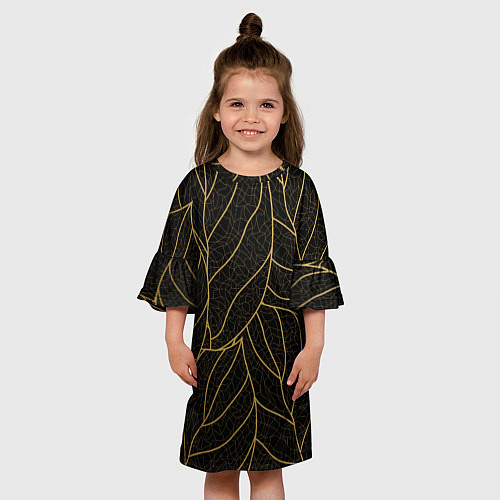 Детское платье Золотые листья градиент / 3D-принт – фото 3