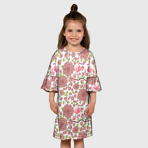 Детское платье Фламинго и лотосы / 3D-принт – фото 3
