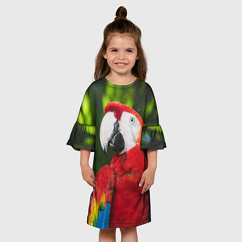 Детское платье Красный попугай Ара / 3D-принт – фото 3