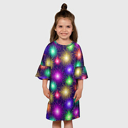 Платье клеш для девочки Праздничный салют - фейерверк, цвет: 3D-принт — фото 2