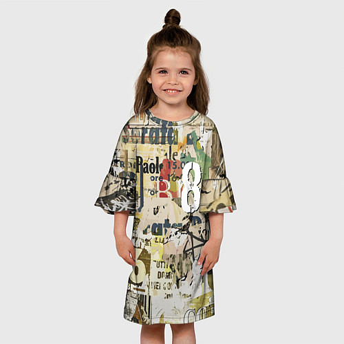 Детское платье Восьмёрка на фоне рваных афиш / 3D-принт – фото 3