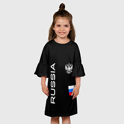 Платье клеш для девочки Россия и три линии на черном фоне, цвет: 3D-принт — фото 2
