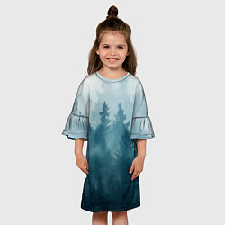 Платье клеш для девочки Лес градиент, цвет: 3D-принт — фото 2