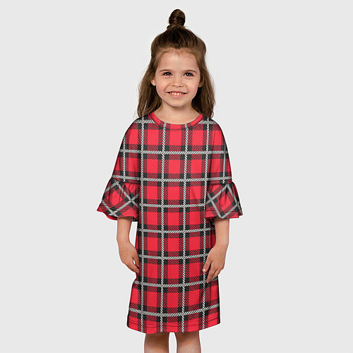 Детское платье Красная шотландская клетка / 3D-принт – фото 3
