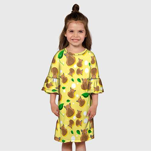 Детское платье Капибара паттерн / 3D-принт – фото 3