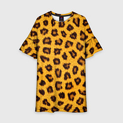 Платье клеш для девочки Текстура леопарда, цвет: 3D-принт