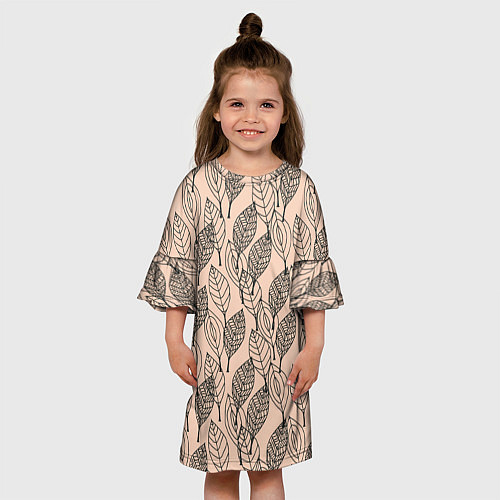 Детское платье Листья штрихованные / 3D-принт – фото 3
