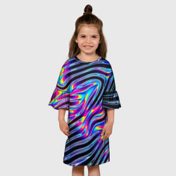 Платье клеш для девочки Голографические полосы, цвет: 3D-принт — фото 2