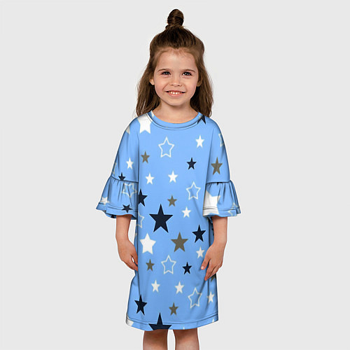 Детское платье Звёзды на голубом фоне / 3D-принт – фото 3