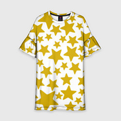 Платье клеш для девочки Жёлтые звезды, цвет: 3D-принт