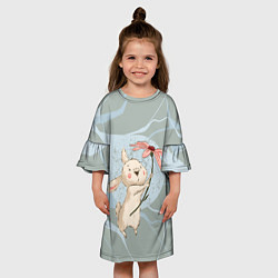 Платье клеш для девочки Нежный зайка, цвет: 3D-принт — фото 2