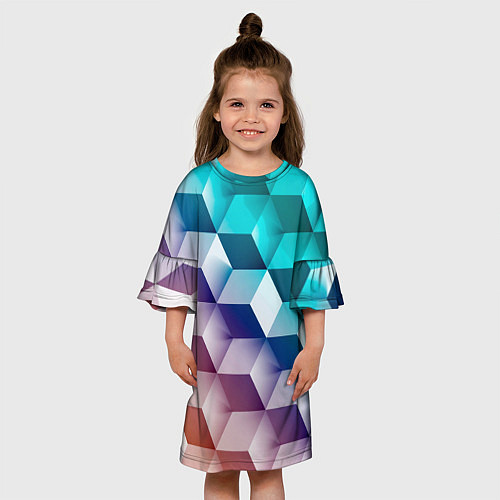 Детское платье Объёмные разноцветные кубы / 3D-принт – фото 3
