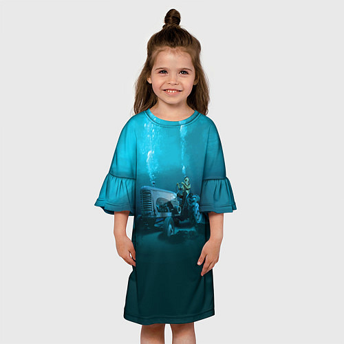 Детское платье Аквалангист-тракторист на дне океана / 3D-принт – фото 3