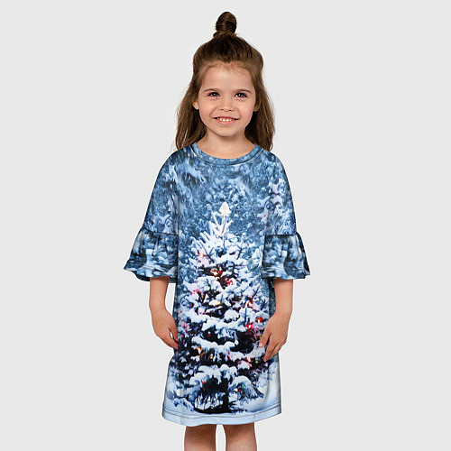 Детское платье Новогодняя ёлка в лесу / 3D-принт – фото 3
