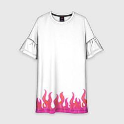 Платье клеш для девочки Розовые языки огня, цвет: 3D-принт