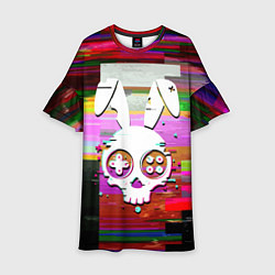 Платье клеш для девочки Череп кролика - glitch, цвет: 3D-принт