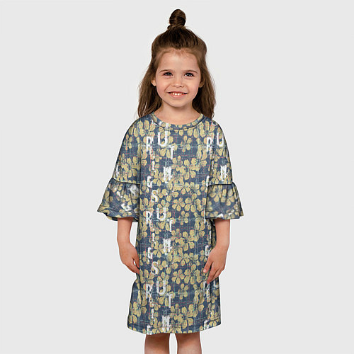 Детское платье Цветы и буквы гранж / 3D-принт – фото 3