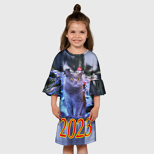 Детское платье Кот на фоне елки / 3D-принт – фото 3