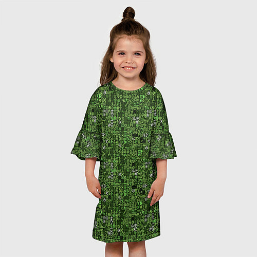 Детское платье Милитари иероглифы / 3D-принт – фото 3