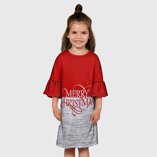 Детское платье Merry Christmas красный / 3D-принт – фото 3