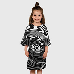 Платье клеш для девочки Black and white abstract pattern, цвет: 3D-принт — фото 2