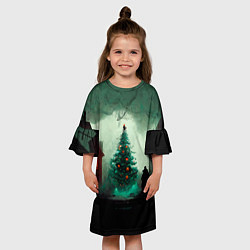 Платье клеш для девочки Тёмное рождество, цвет: 3D-принт — фото 2