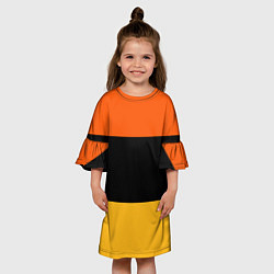 Платье клеш для девочки Полосатый оранжевый с черной и белой полосой, цвет: 3D-принт — фото 2
